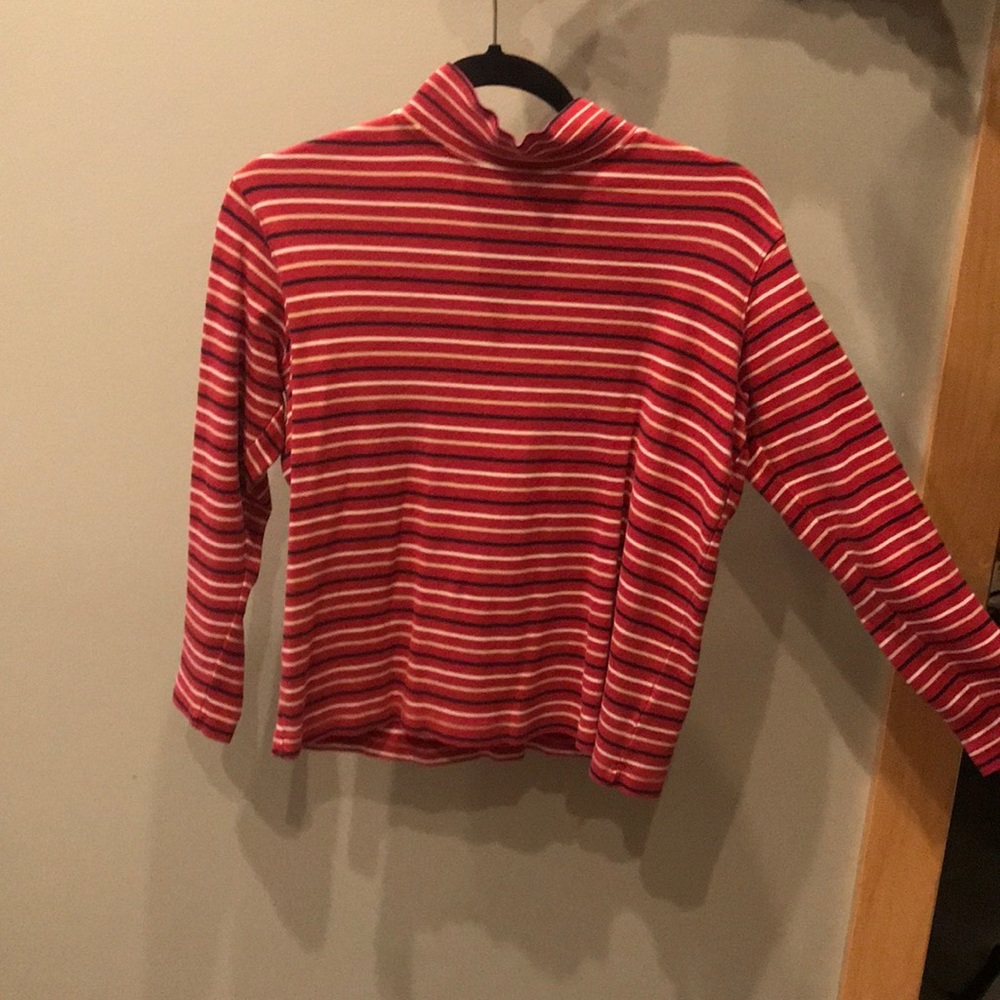 vintage red turtle neck striped top